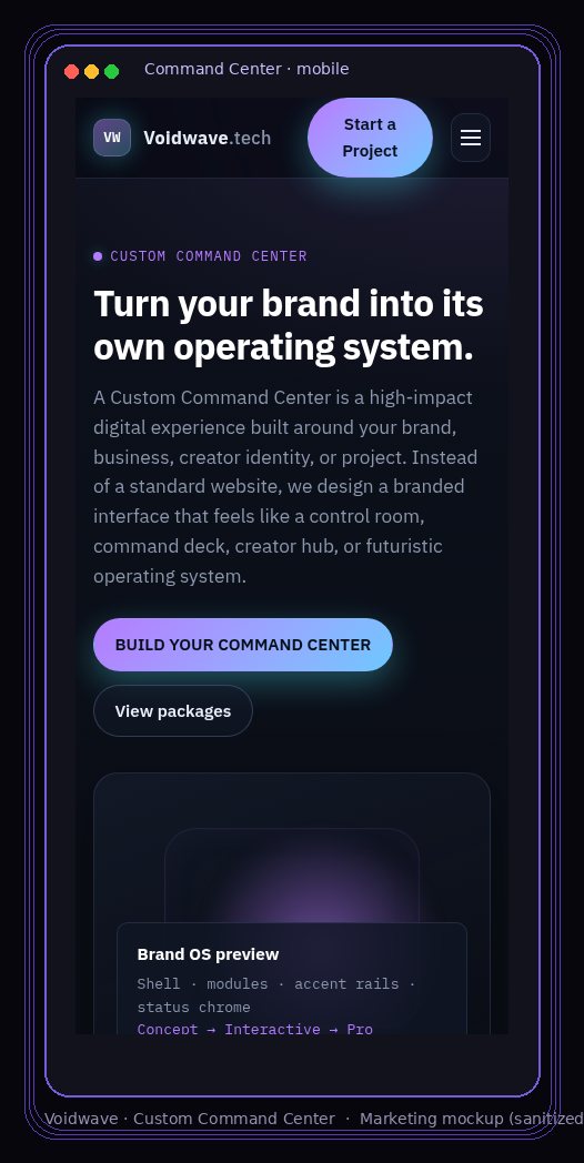 Command Center mobile mockup